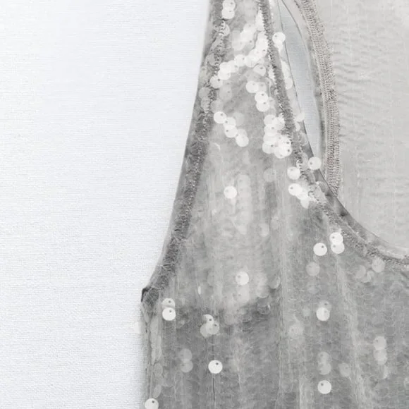 ZARA SEQUIN DRESS SILVER | 2712/246 326/015 - Picture 7 of 7